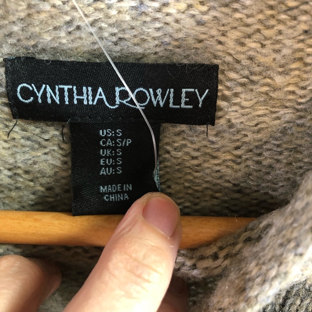 Cynthia Rowley Sweater Dress S Gray Ombre Wool Blend Midi Mock Neck Office Cozy - Picture 13 of 14